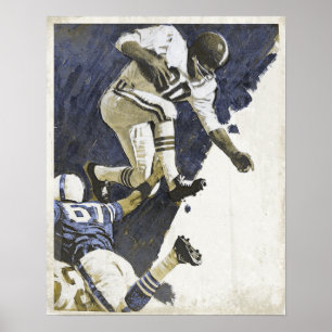 Poster vintage com o Action Packed Football Impres