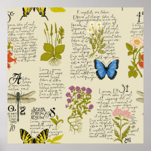 Poster Vintage com um padrão uniforme com texto manuscrit