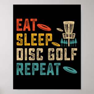 Poster Vintage Comer Dormir Disc Golf Repetir Jogador Gol