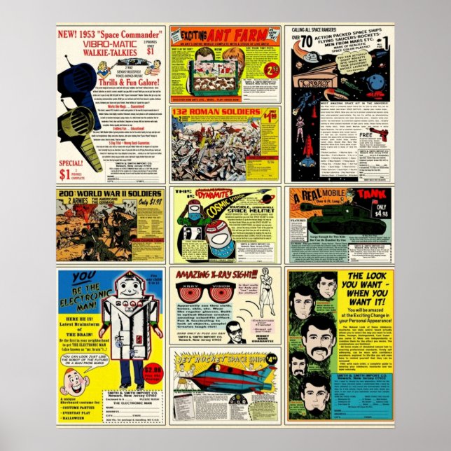 Poster Vintage Comic Ads (Frente)