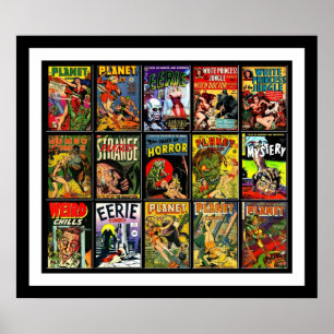Poster vintage Comic Book Cobrir Colagem 15A