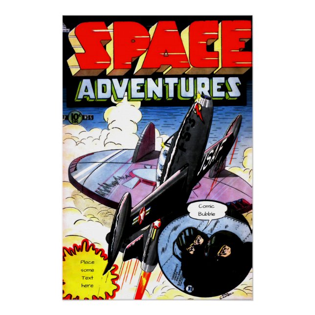 Pôster Vintage Comic Cover , Space Adventures 2 custom (Frente)