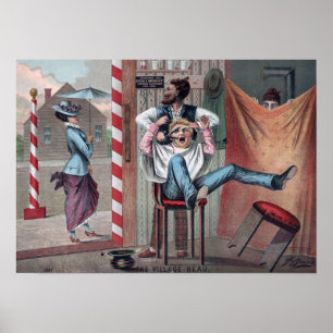 Poster vintage cómico da imagem da barbearia