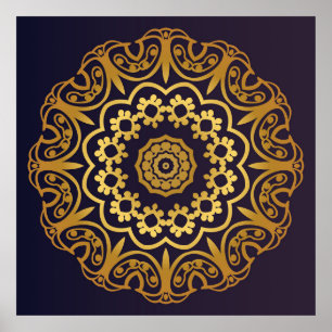 Poster Vintage Convite com o padrão Mandala. Deco