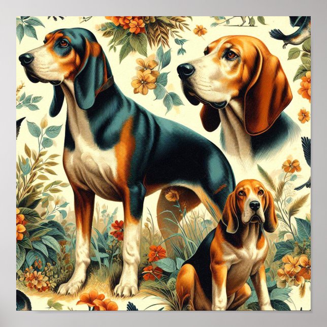 Poster Vintage Coonhound Seamless (Frente)