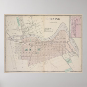 Poster Vintage Corning NY Map (1873)