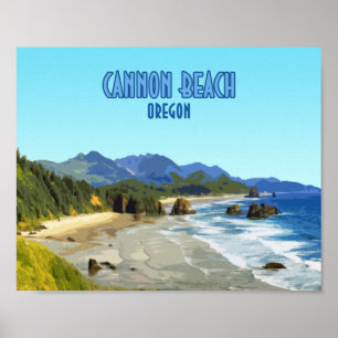 Poster Vintage costeira de Cannon Beach Oregon
