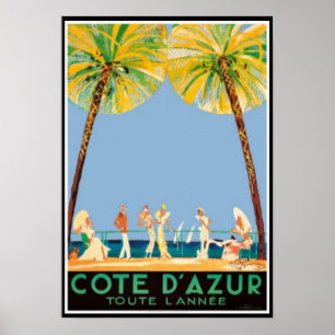 Poster Vintage Cote D’Azur Viagem
