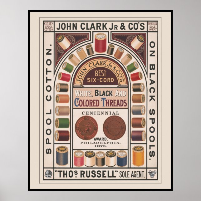 Poster Vintage Cotton Sewing Spools Anúncio (Frente)