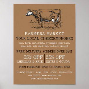 Poster Vintage Cow, Cheesemonger Adtising