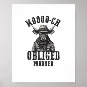 Poster Vintage Cowboy Bull Rodeo Moooch Obrigatório Pardn