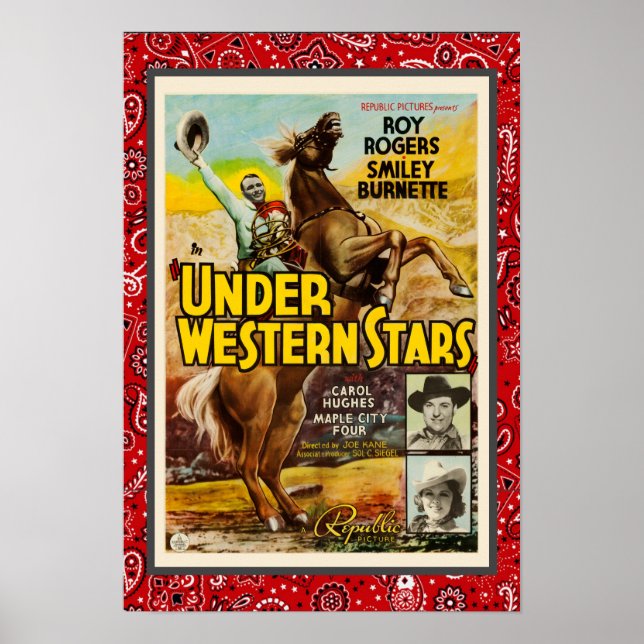 Poster Vintage Cowboy Filme Sob As Estrelas Ocidentais (Frente)
