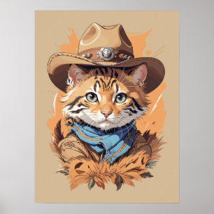 Poster Vintage Cowboy Kitten Design