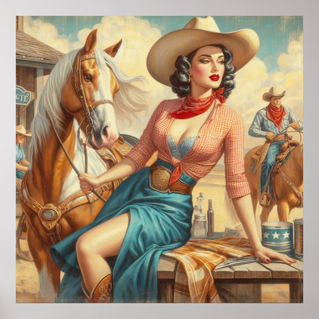 Poster Vintage Cowgirl (Frente)