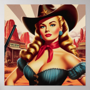 Poster Vintage Cowgirl Pin-up