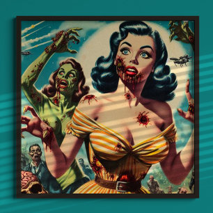 Poster Vintage Creepy Zombie Pin-up