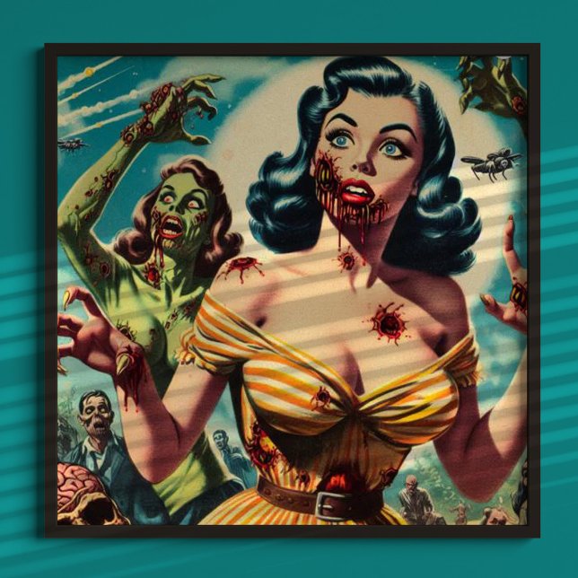 Poster Vintage Creepy Zombie Pin-up (Criador carregado)