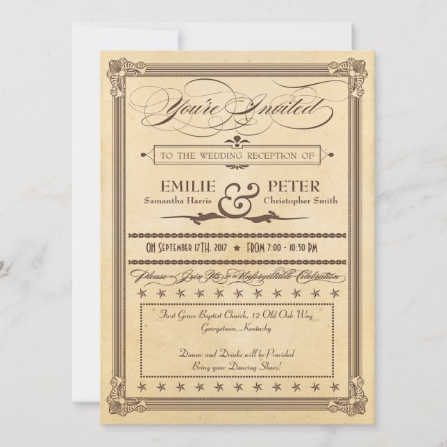 Poster vintage Creme, Apenas Casamento De Recepção (Frente)