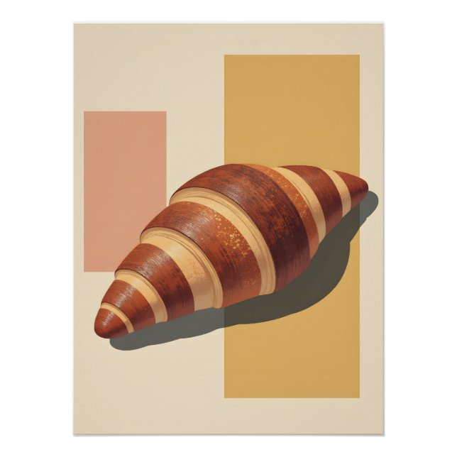 Pôster Vintage Croissant Poster – Retro Bakery Wall Art (Frente)