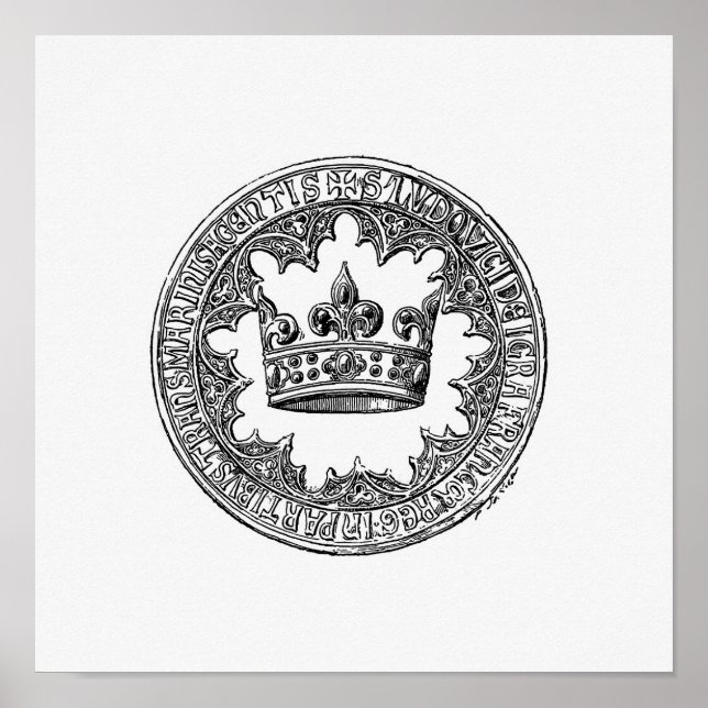 Poster Vintage Crown Illustration (Frente)