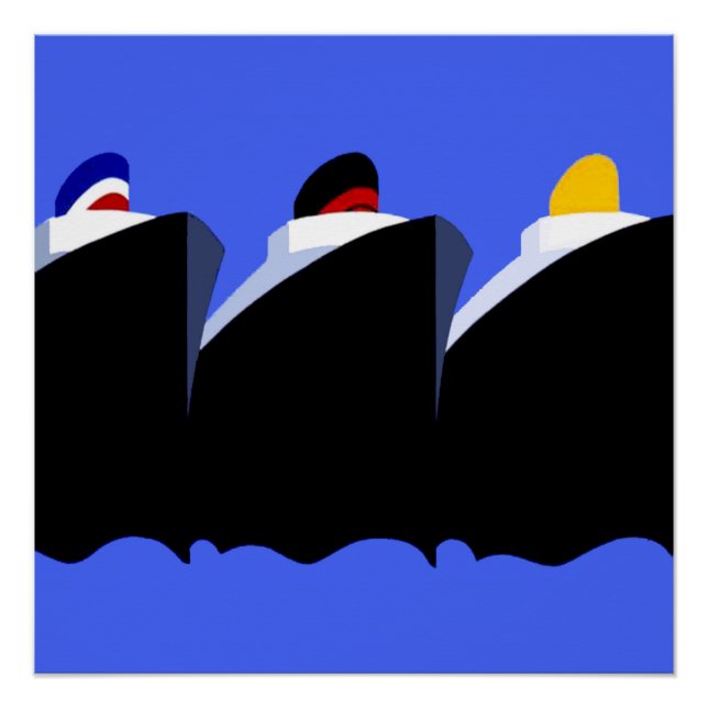 Pôster Vintage Cruise Ship Art Deco Poster (Frente)