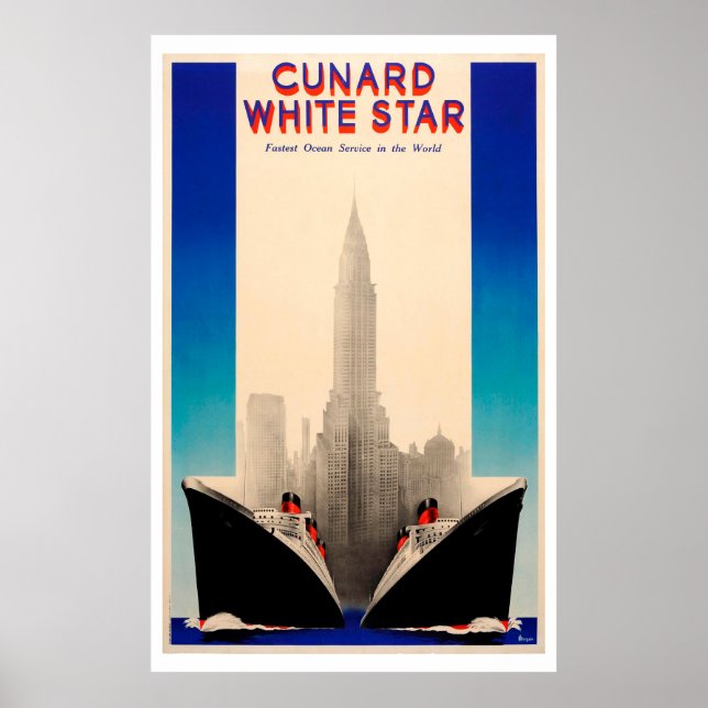 Poster vintage Cunard White Star (Frente)