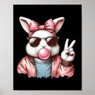 Poster Vintage Cute Easter Bunny Sungs Soprando Bolha G