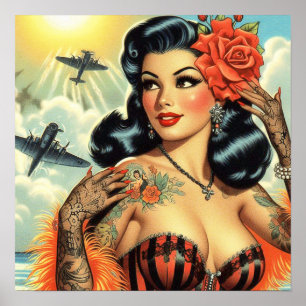 Poster Vintage Cute Tattoo Girl