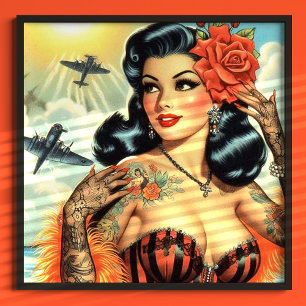 Poster Vintage Cute Tattoo Girl