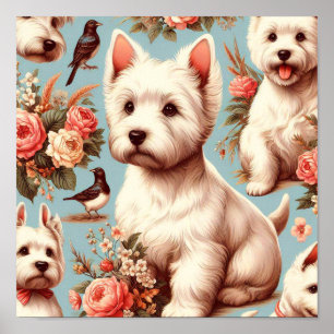 Poster Vintage Cute West Highland White Terrier