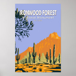 Poster Vintage da Arizona Nacional da Floresta de Ironwoo