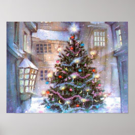 Pôster Vintage da Árvore de Natal