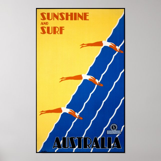 Poster vintage da Austrália restaurado (Frente)