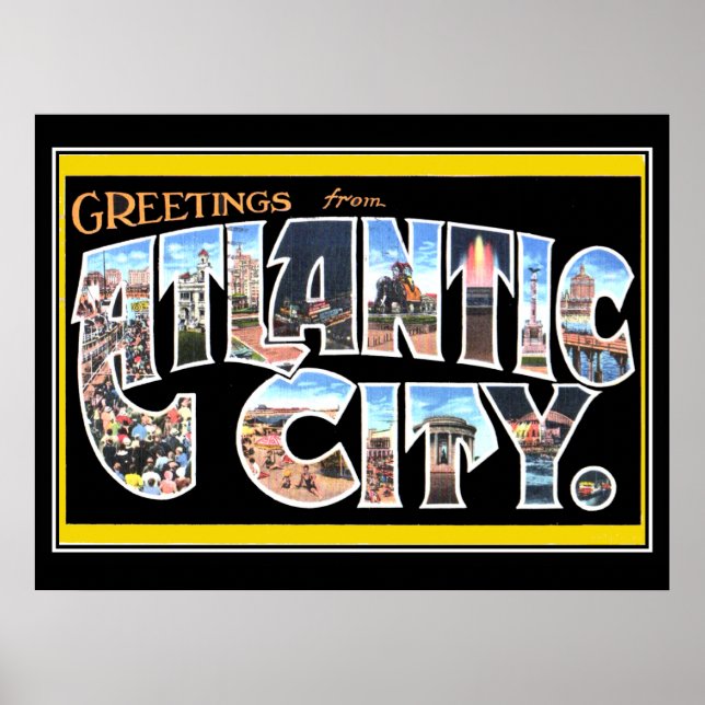 Poster vintage da Cidade do Atlântico (Frente)