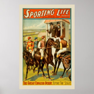Poster vintage da corrida de cavalos do esporte