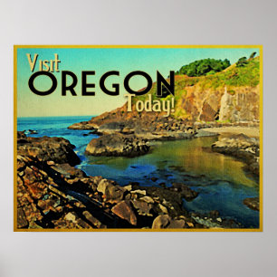 Pôster Vintage da costa de Oregon
