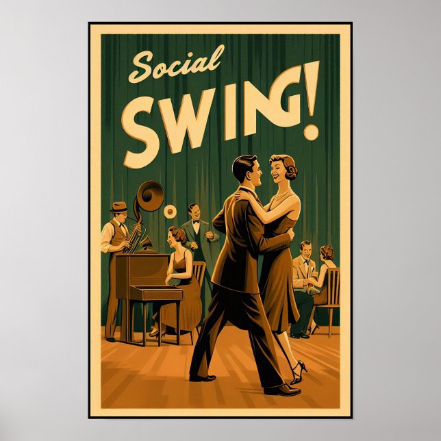 poster vintage da dança social Swing 1920 (Frente)