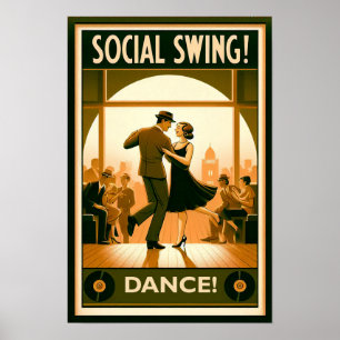 poster vintage da dança social Swing 1920
