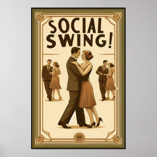 poster vintage da dança social Swing 1920