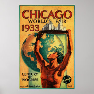 Poster vintage da Feira Mundial de Chicago de 1933
