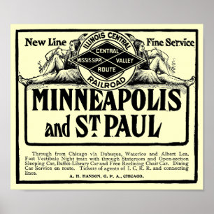 Poster vintage da Ferrovia Central de Illinois