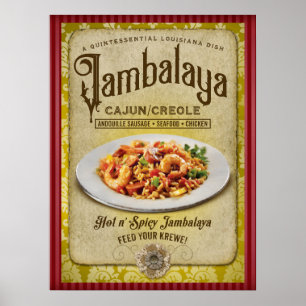 Poster vintage da Louisiana Jambalaya New Orleans