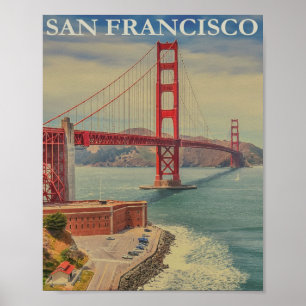 Poster Vintage da ponte Ouro de São Francisco