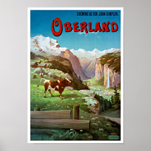 Poster vintage da suiça de Oberland restaurado