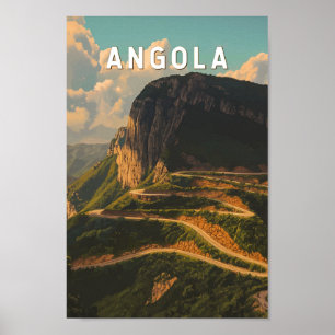 Poster Vintage da Viagem de Ilustração Angola