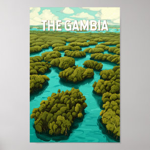 Poster Vintage da Viagem de Ilustração da Gâmbia