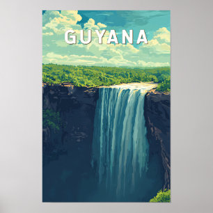 Poster Vintage da Viagem de Ilustração da Guiana