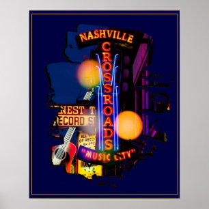 Poster vintage da vida noturno de Nashville
