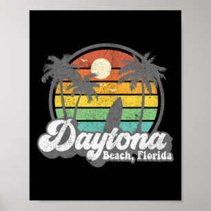 Poster Vintage Daytona Beach Flórida Surf Retro 70's S