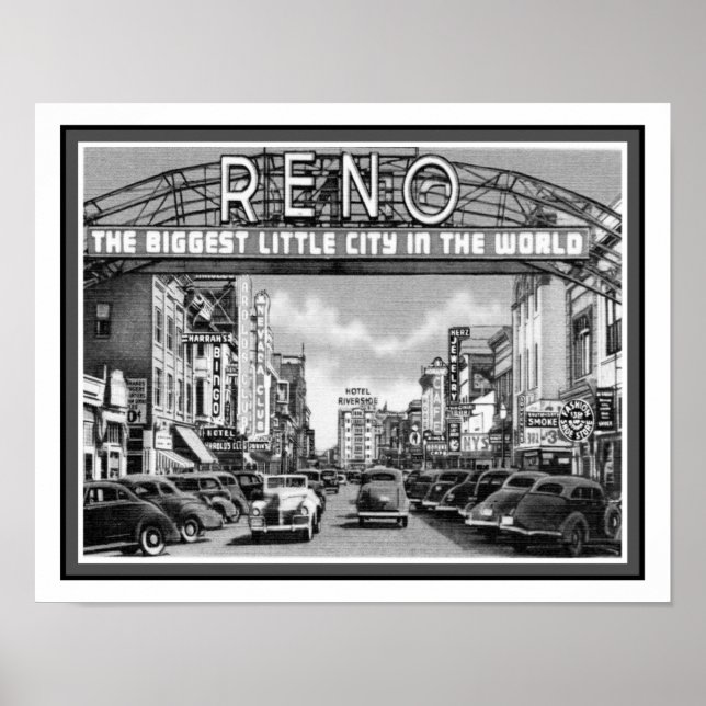 Poster Vintage de 1940 em Reno Nevada (Frente)